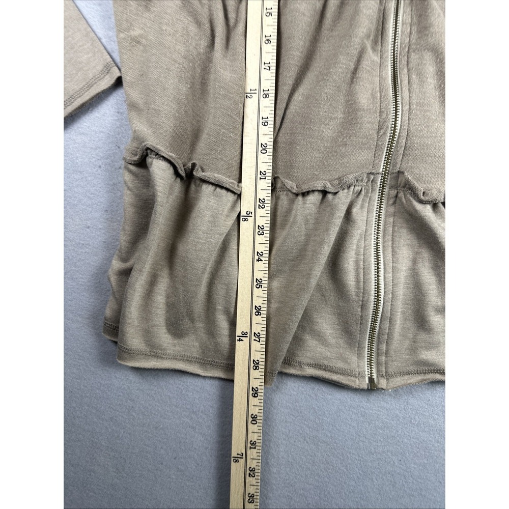 Cato Large Neutral Colorblock Ruffle Zip Hoodie Boho Tiered Lounge Jacket L - Picture 3 of 7